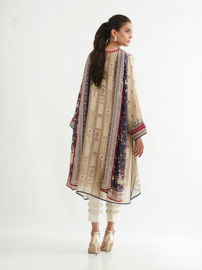 Printed Cotton Net Shirt And trousers with Dupatta 6