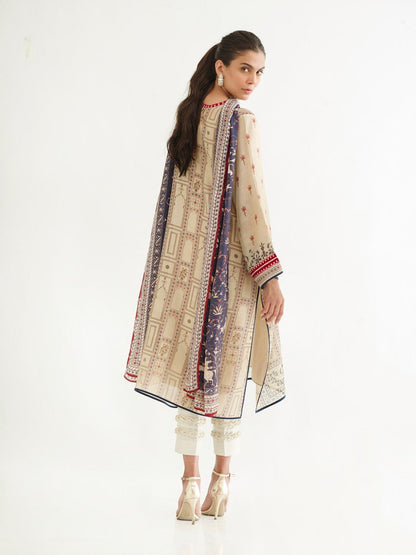 Printed Cotton Net Shirt And trousers with Dupatta 6