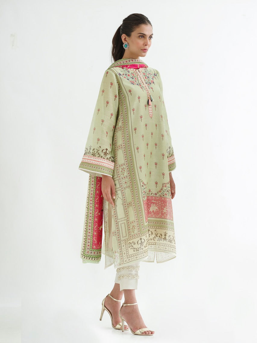 Printed Cotton Net Shirt And trousers with Dupatta 2