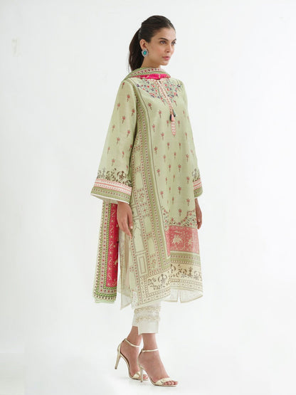 Printed Cotton Net Shirt And trousers with Dupatta 2