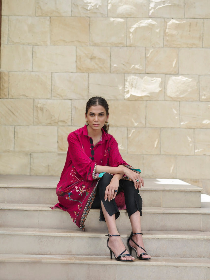 Digitally Printed Kurta With Raw Silk trousers