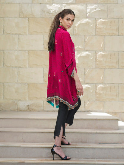 Digitally Printed Kurta With Raw Silk trousers