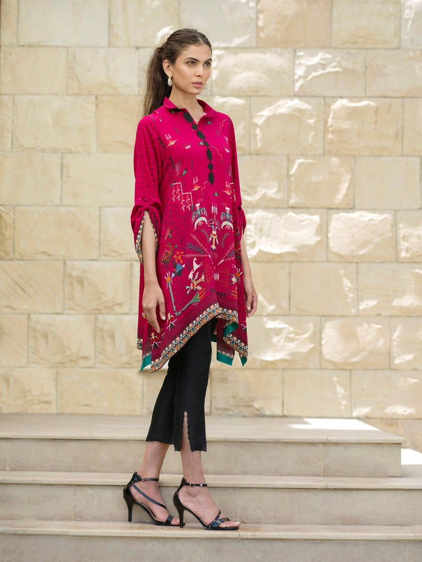 Digitally Printed Kurta With Raw Silk trousers