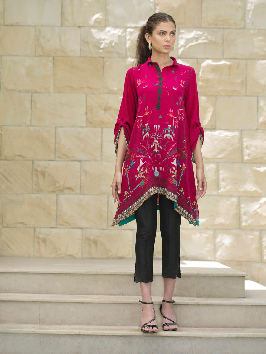 Digitally Printed Kurta With Raw Silk trousers