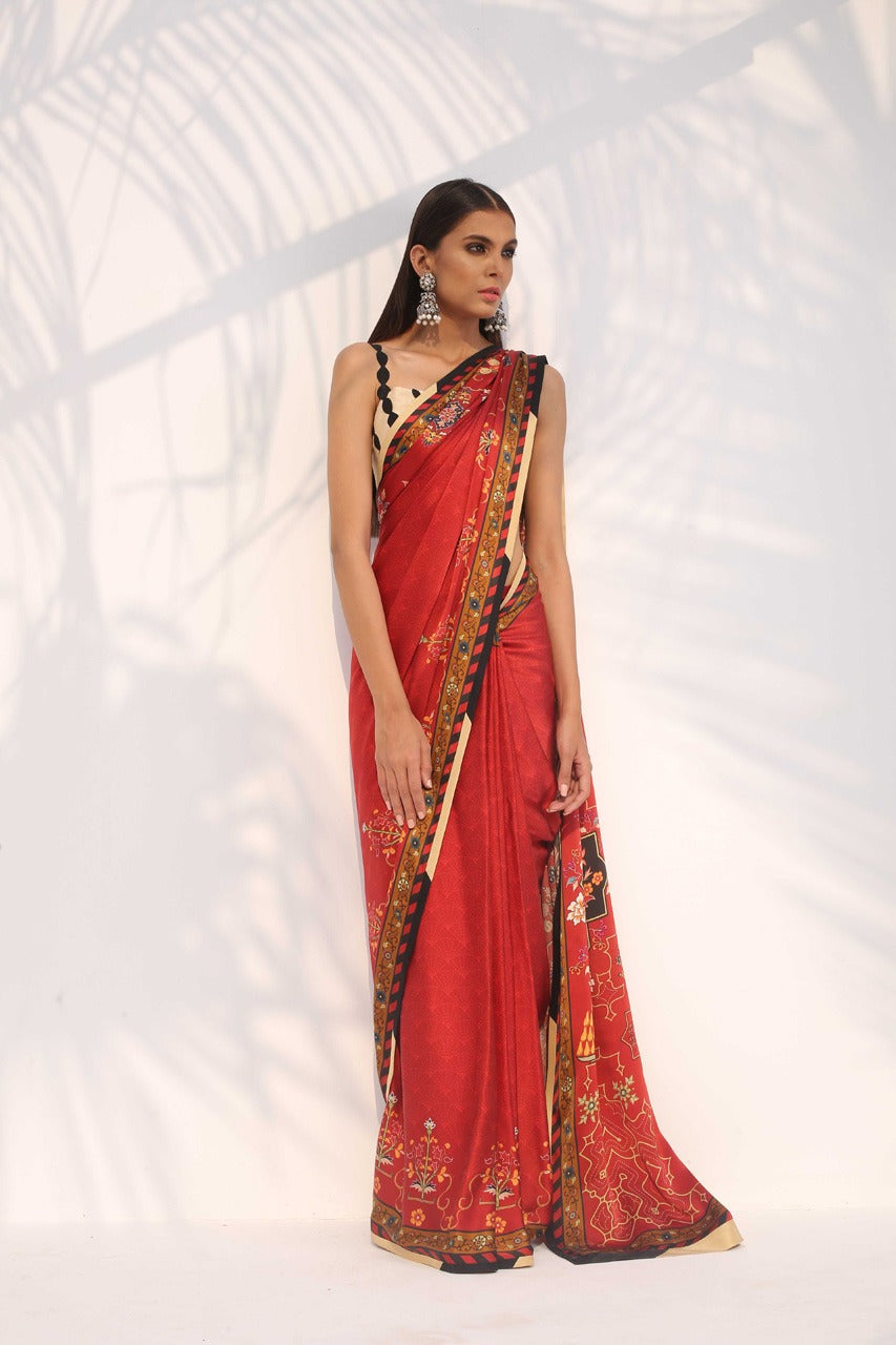 Digitally Printed Charmeuse Saree 1