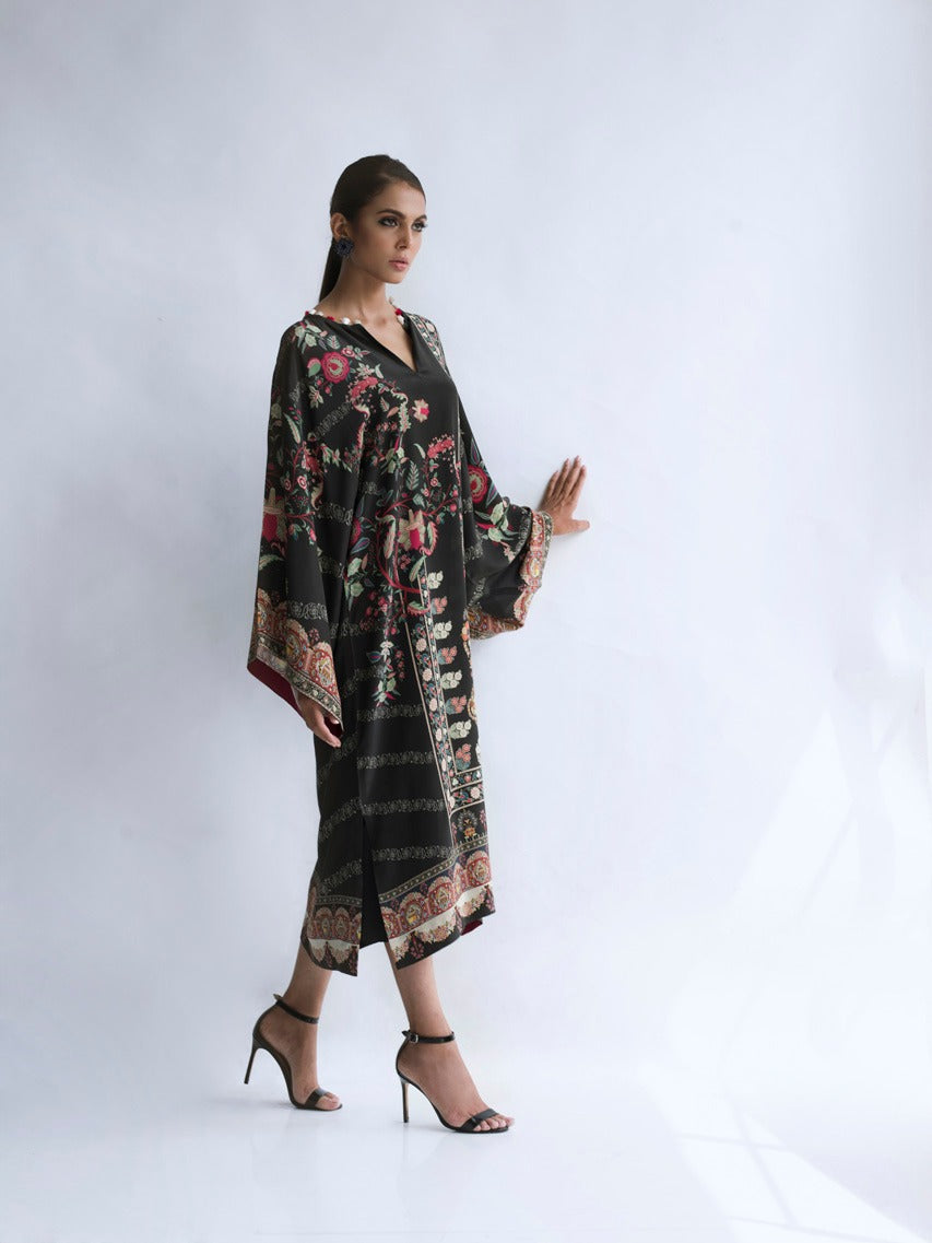 Digitally Printed Long Kurta With Culottes