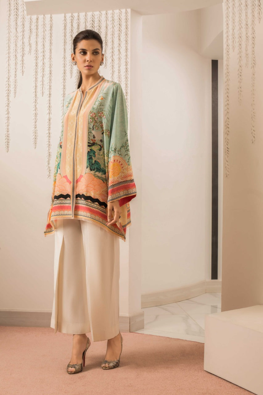 Printed Crepe Kurta With Culottes