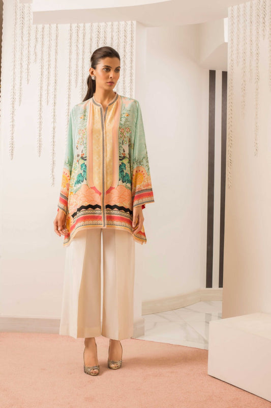 Printed Crepe Kurta With Culottes