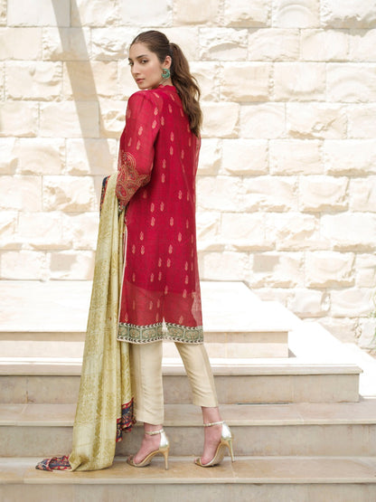 Printed Cotton Net Shirt And trousers with Dupatta 1