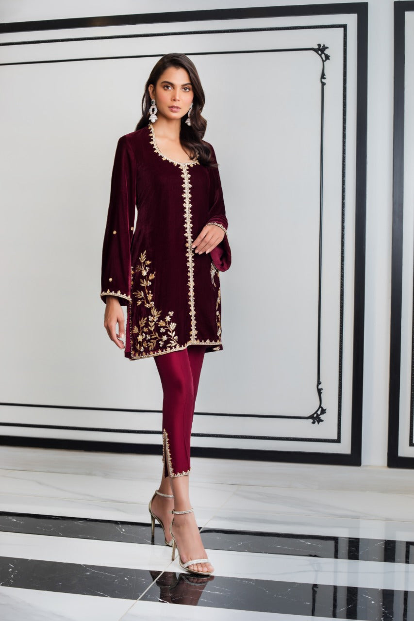 Mahogany Velvet Kurta