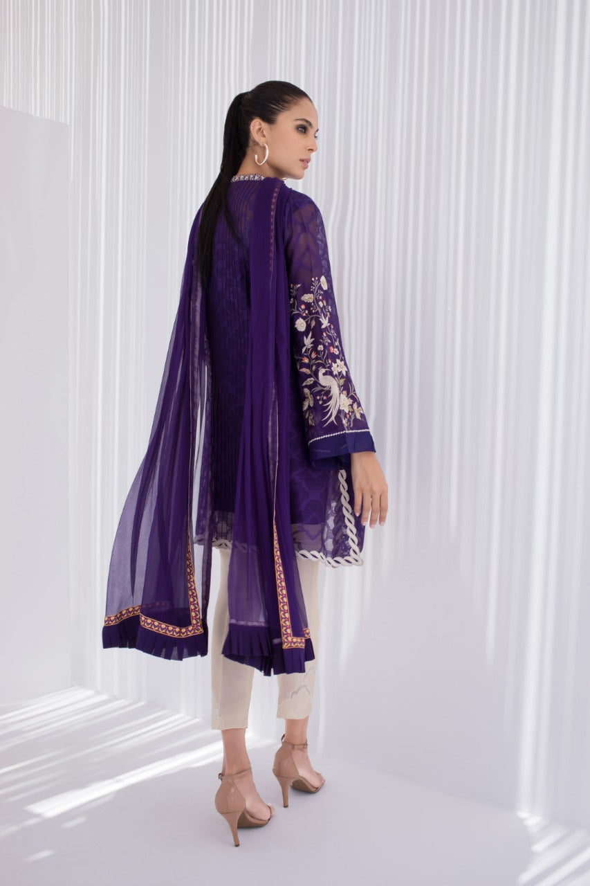 Embroidered Cotton Net Kurta