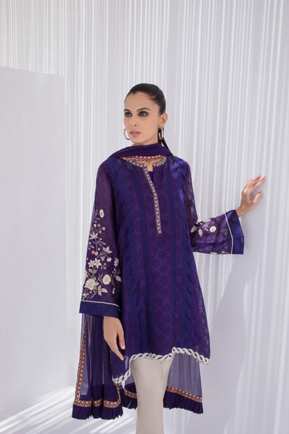 Embroidered Cotton Net Kurta