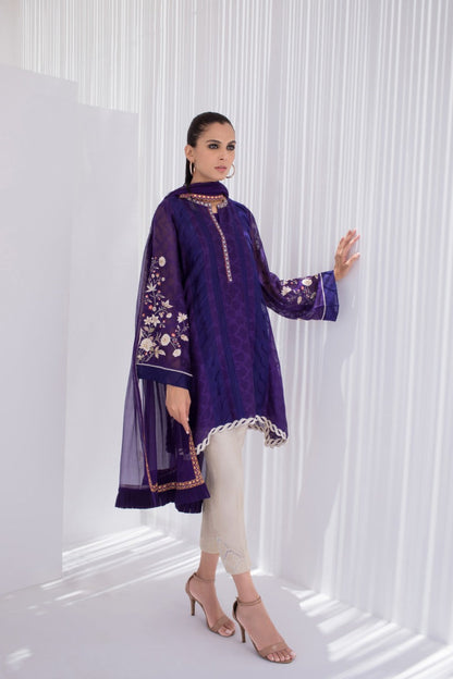 Embroidered Cotton Net Kurta