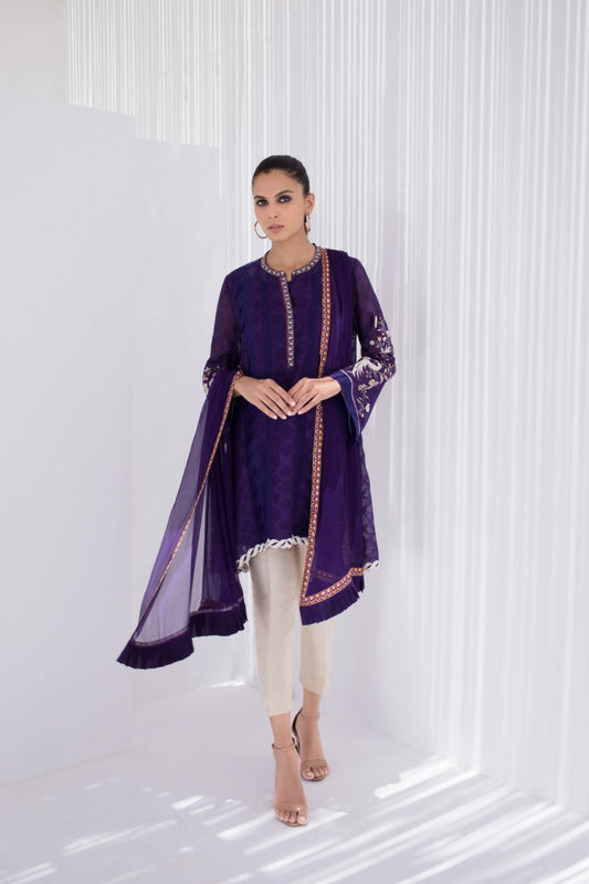 Embroidered Cotton Net Kurta