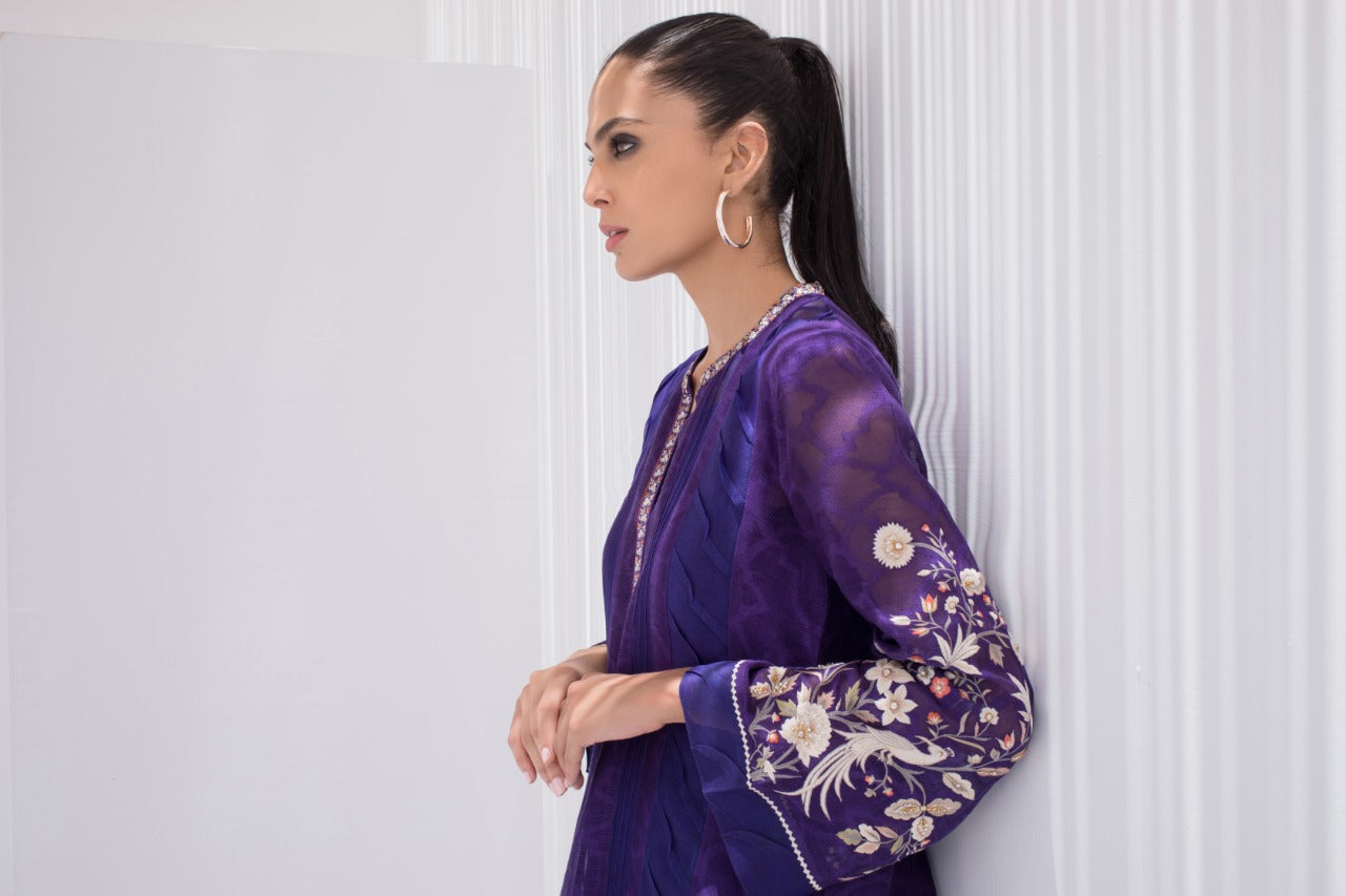 Embroidered Cotton Net Kurta