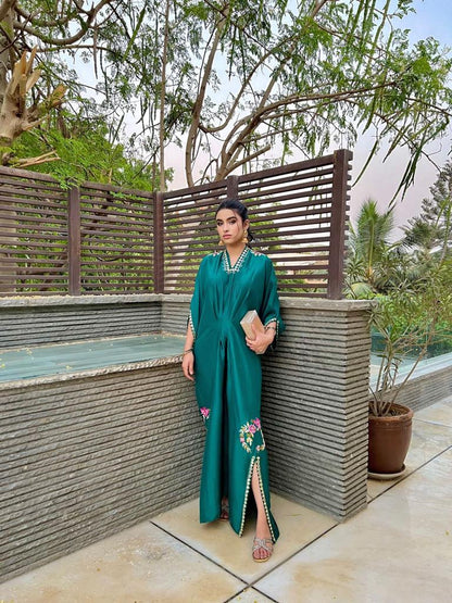 Sammy K - Aqua Green raw silk caftan