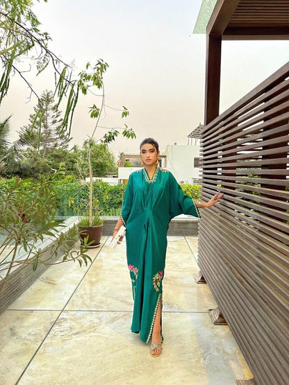 Sammy K - Aqua Green raw silk caftan