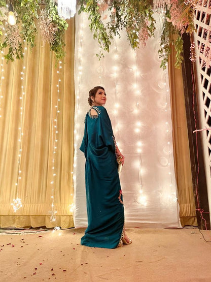 Sammy K - Emerald Green Rawsilk caftan