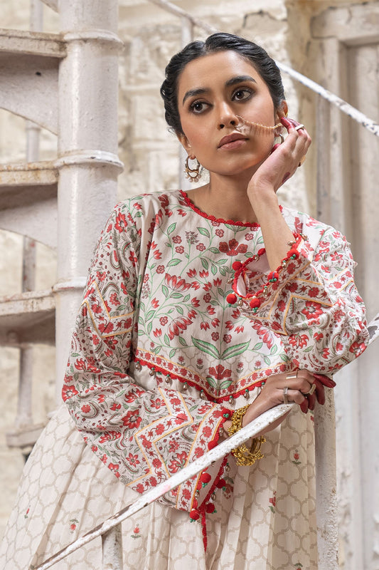 1 Pc Printed Lawn Shirt With Yoke