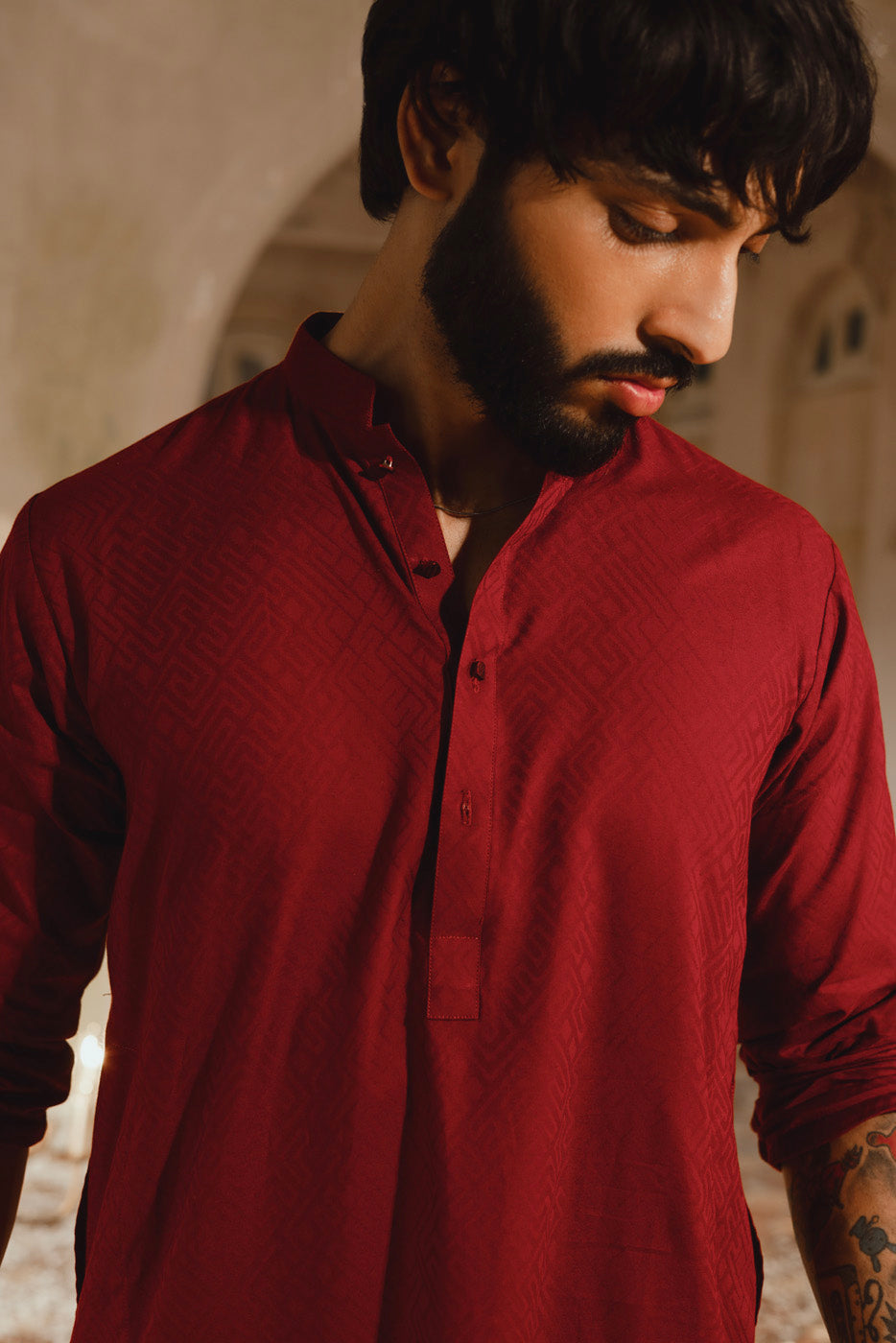 Dyed Jacquard Kurta