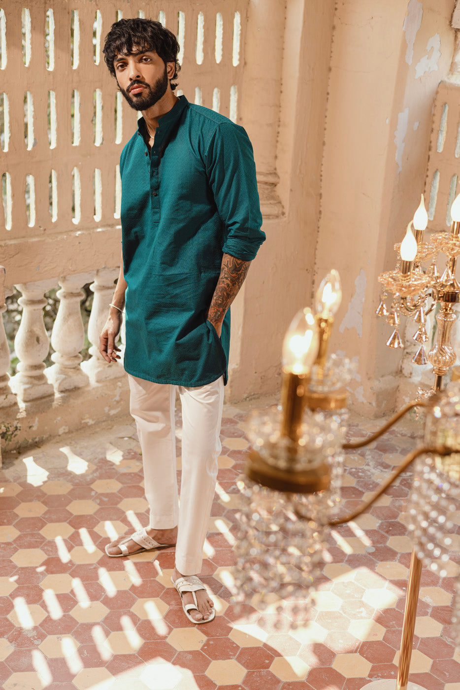 Dyed Jacquard Kurta