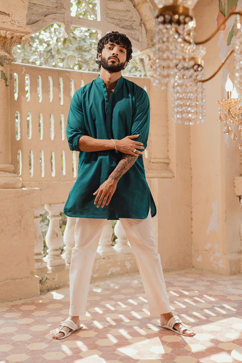 Dyed Jacquard Kurta