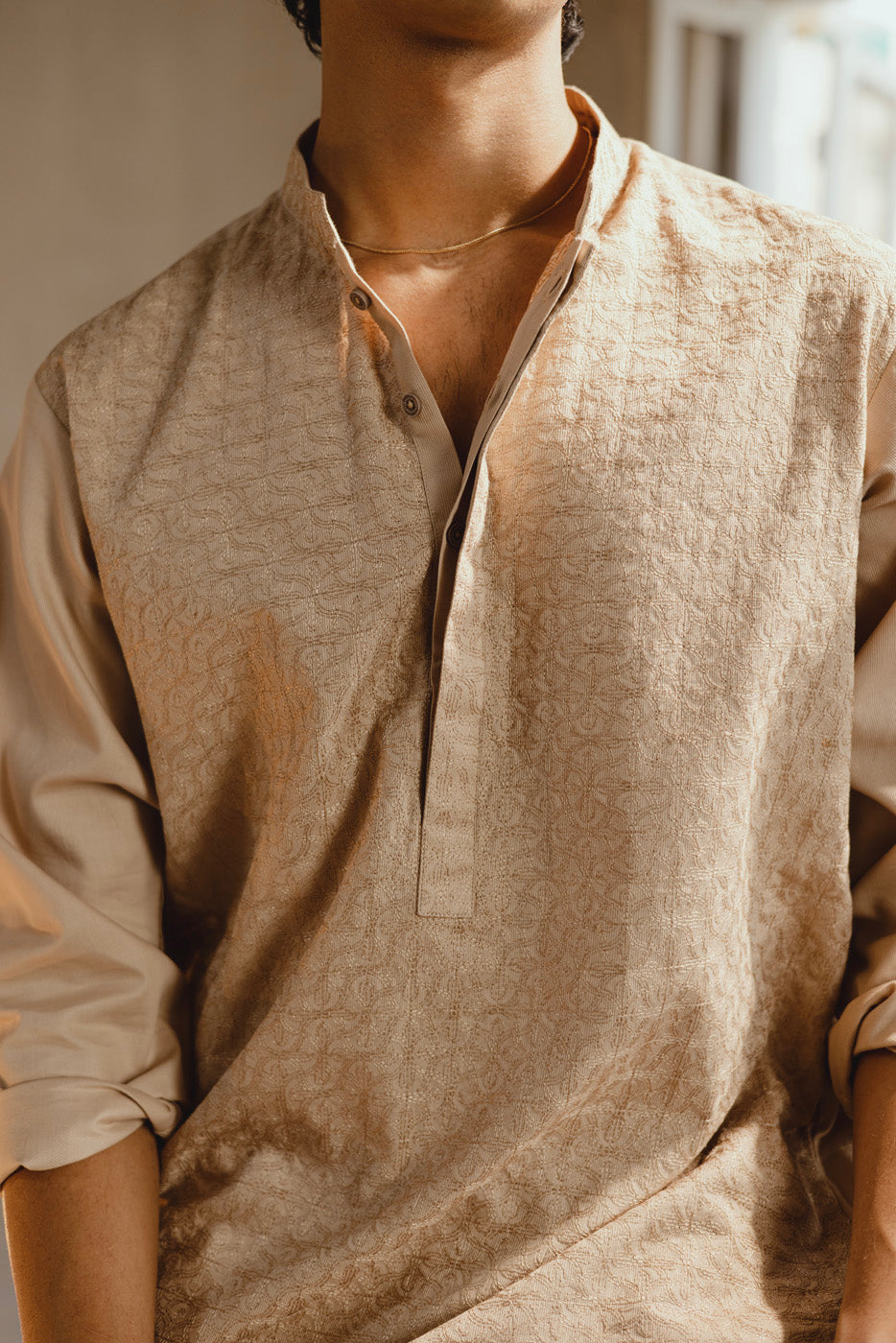 Dyed Embroidered Cotton Kurta Trouser