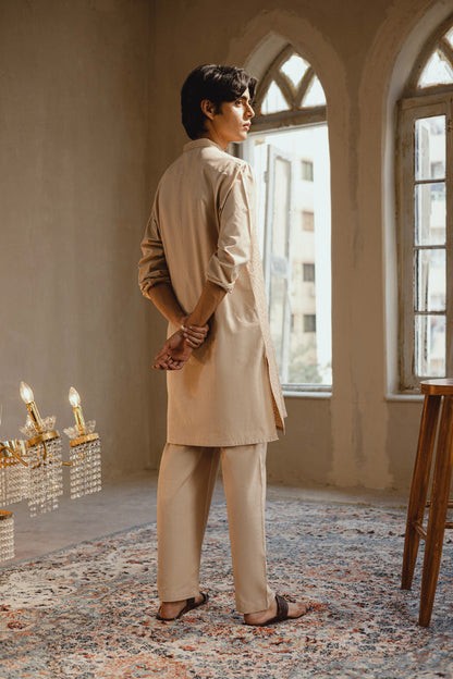 Dyed Embroidered Cotton Kurta Trouser