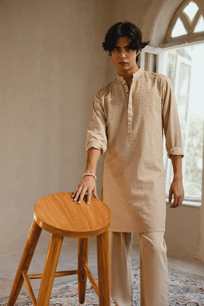 Dyed Embroidered Cotton Kurta Trouser