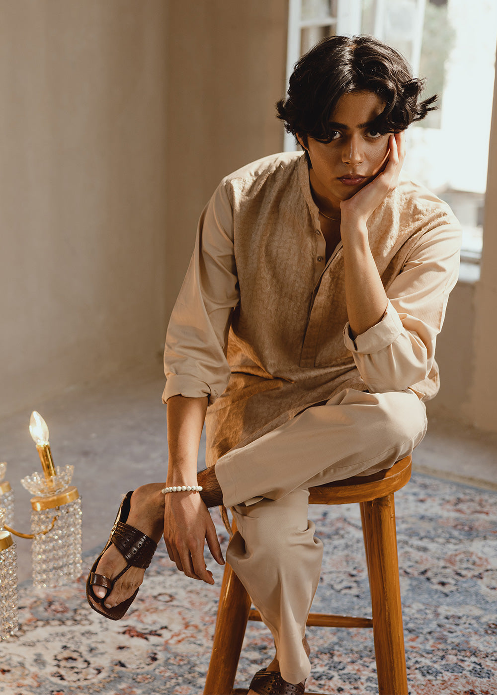 Dyed Embroidered Cotton Kurta Trouser