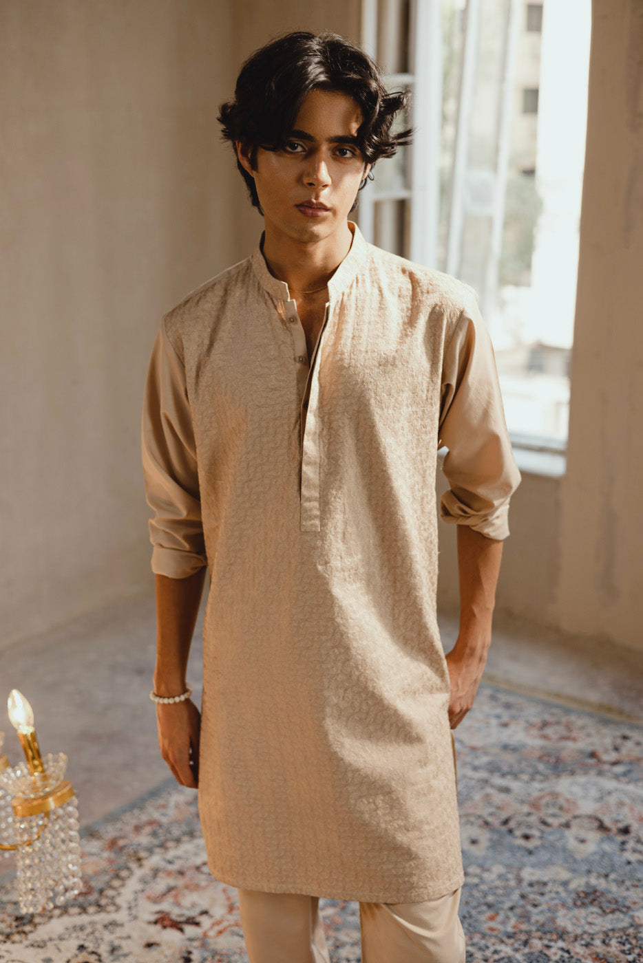 Dyed Embroidered Cotton Kurta Trouser