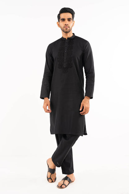 Dyed Embroidered Jacquard Kurta Trouser