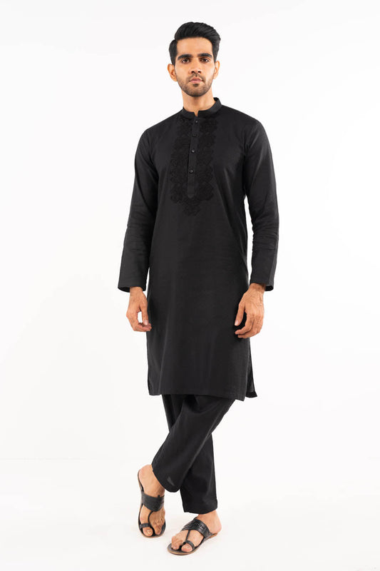 Dyed Embroidered Jacquard Kurta Trouser