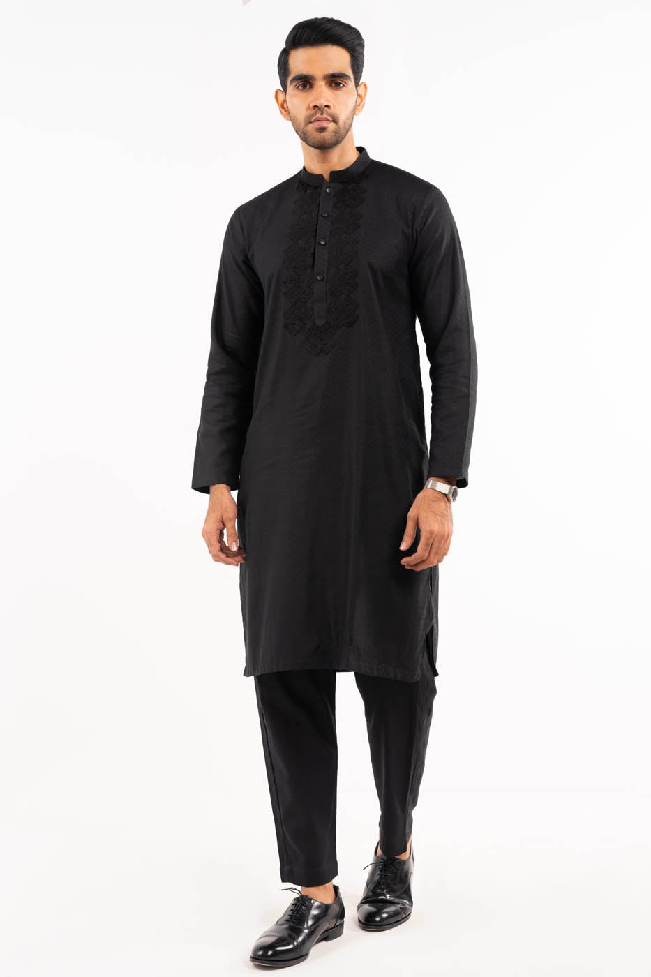 Dyed Embroidered Jacquard Kurta Trouser