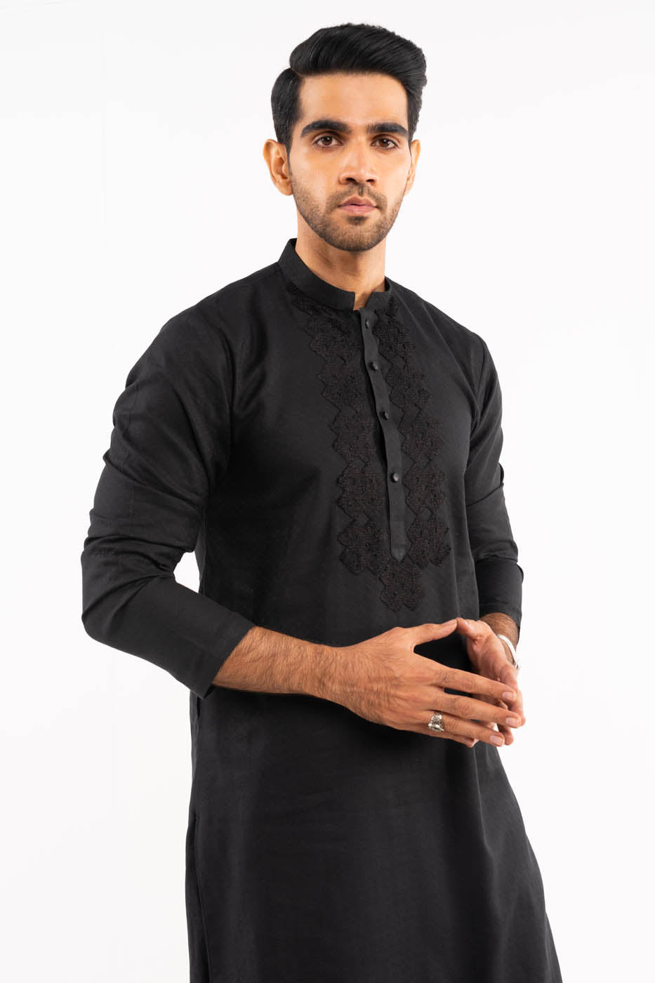 Dyed Embroidered Jacquard Kurta Trouser