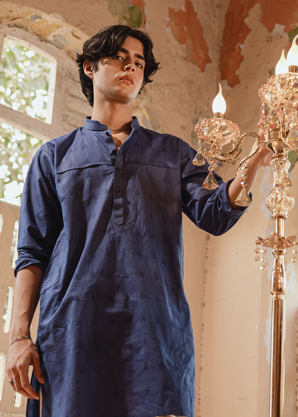 Dyed Jacquard Kurta