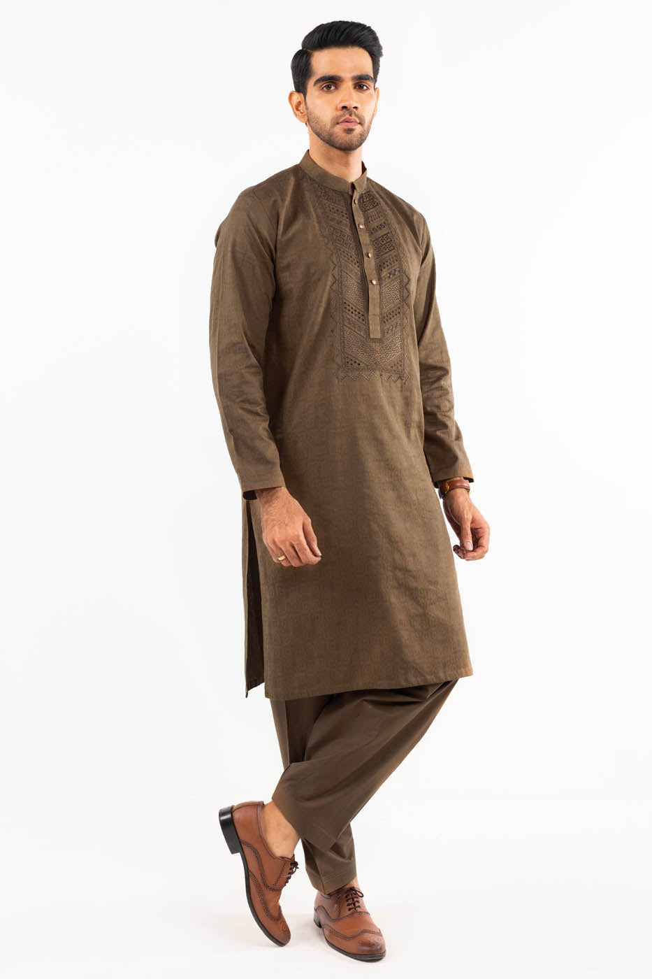 Dyed Embroidered Jacquard Kurta Shalwar