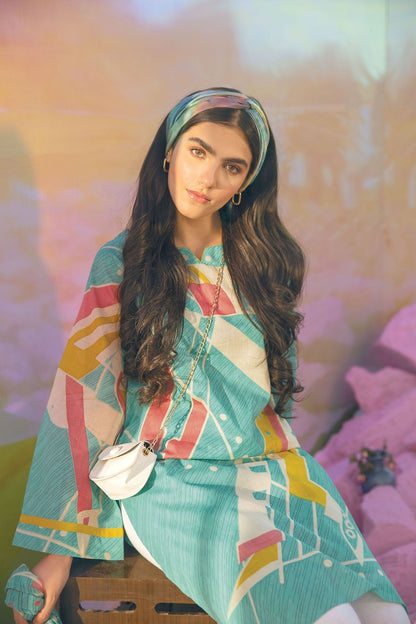 Alkaram - 2 Pc Printed Suit With Cotton Viscose Stole