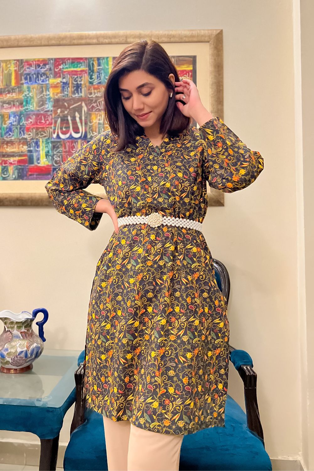 Celina - Printed Khaddar Kurti - D38