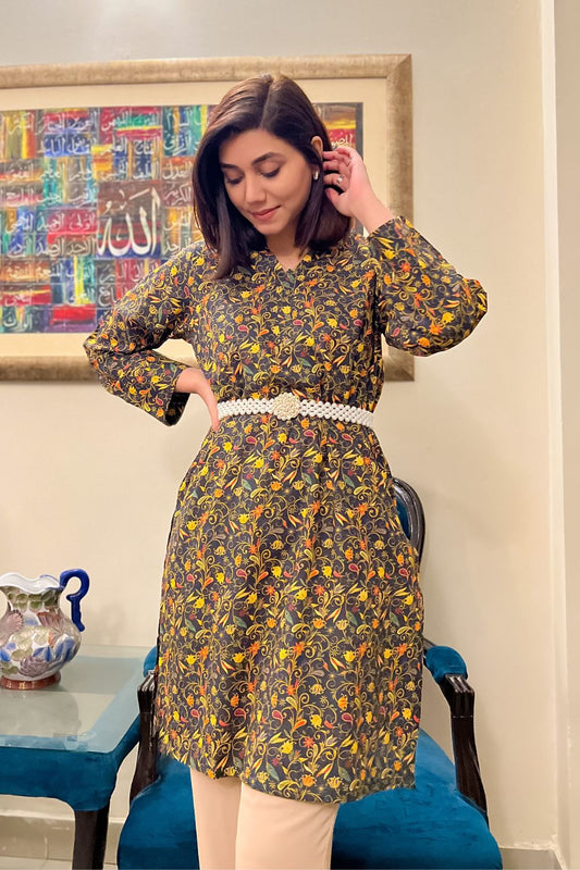 Celina - Printed Khaddar Kurti - D38