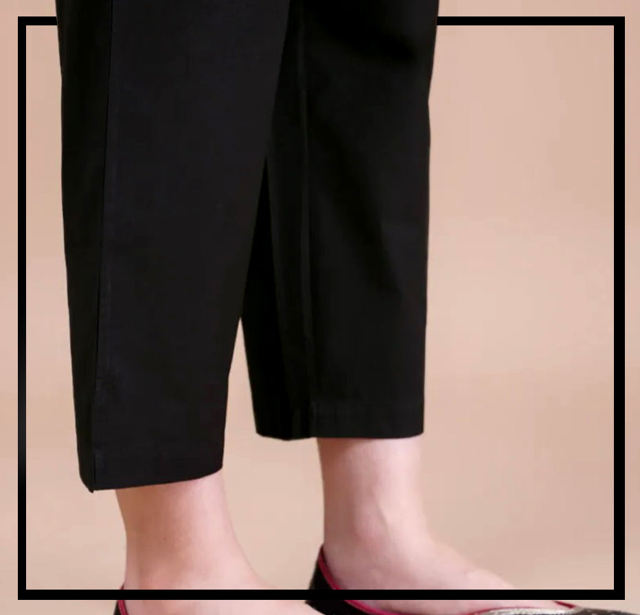 Bustangi - Black Unstitched Cambric Trouser