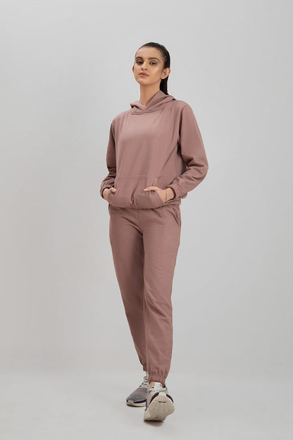 Decuir - Tracksuit Crop Style Tea Pink With Warm Hoodie And Pants