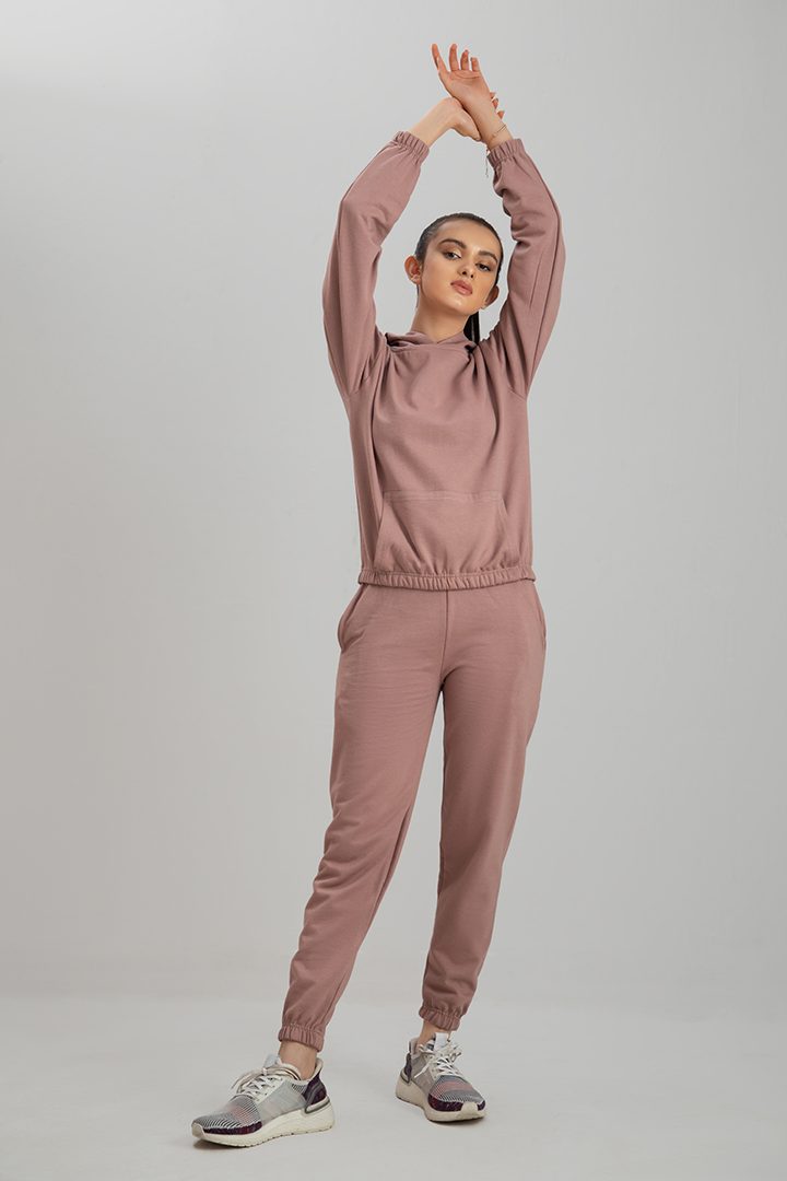 Decuir - Tracksuit Crop Style Tea Pink With Warm Hoodie And Pants