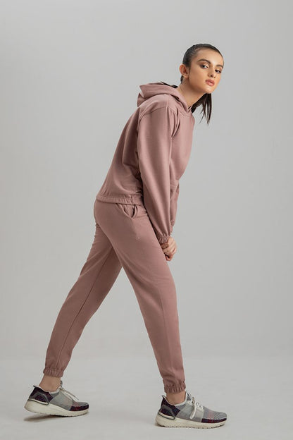 Decuir - Tracksuit Crop Style Tea Pink With Warm Hoodie And Pants