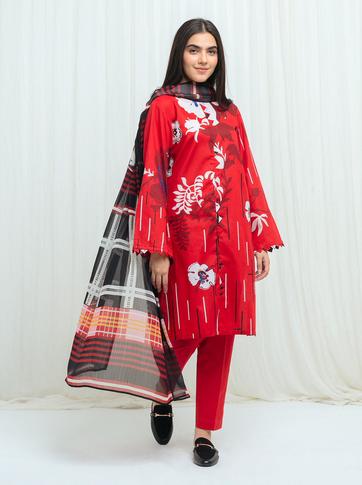 Beechtree - Red Infinity-Printed-2P (UNSTITCHED)