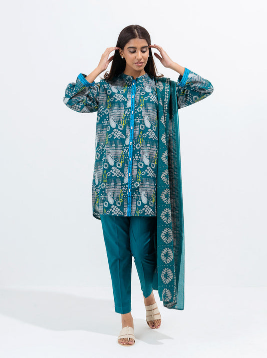 Beechtree - Dusty Blue-Printed With Shawl-3P