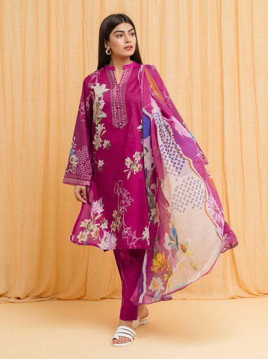 Beechtree - Mulberry Mesh - Embroidered Printed  3 Piece