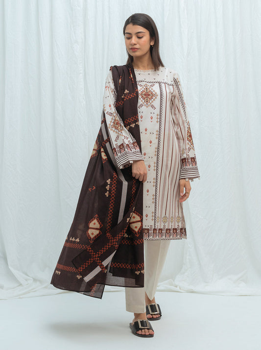 Beechtree - Ivory Ethnic-Printed-2P (UNSTITCHED)
