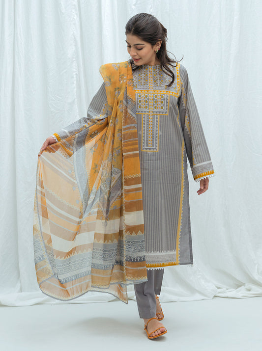 Beechtree - Grey Glazed -Printed-2P (UNSTITCHED)