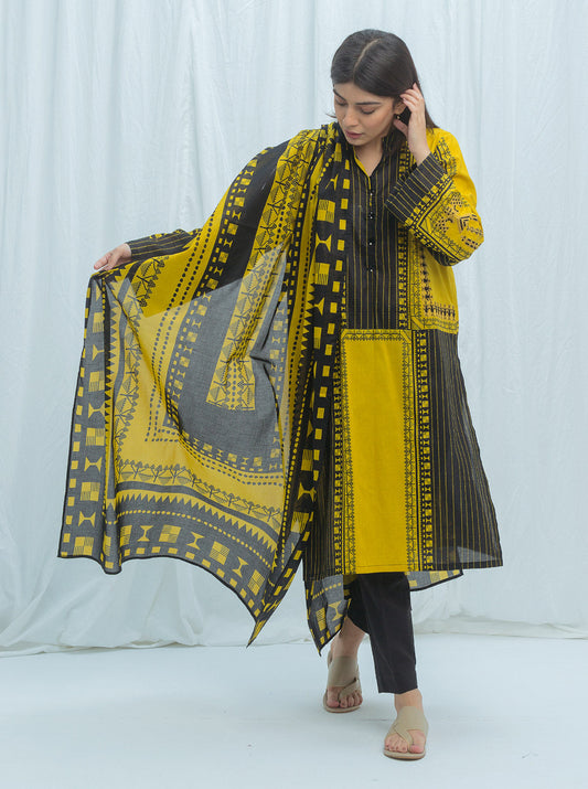 Beechtree - Ethnic Yellow-Embroidered-2P (UNSTITCHED)